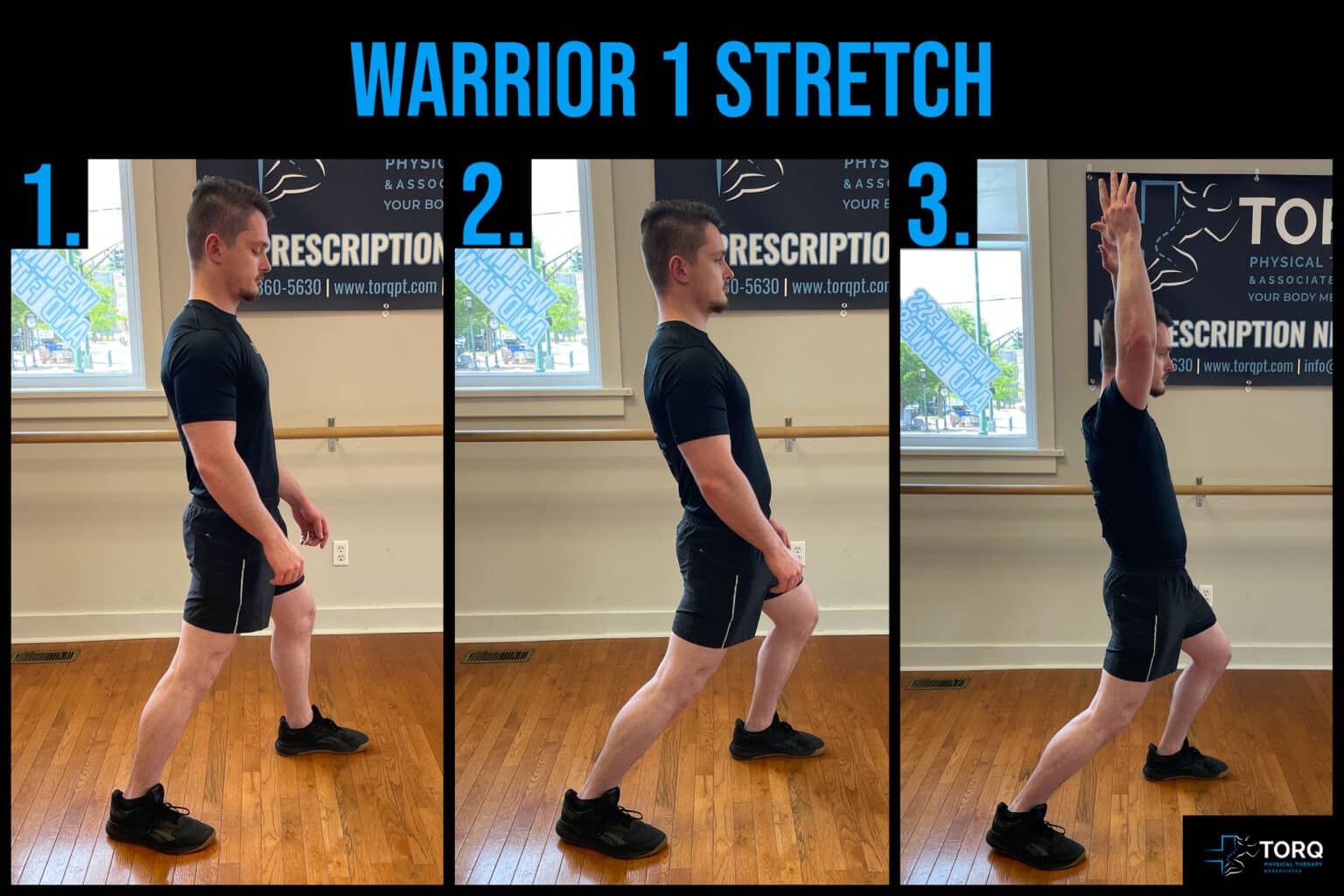 warrior 1 stretch back pain with fishing